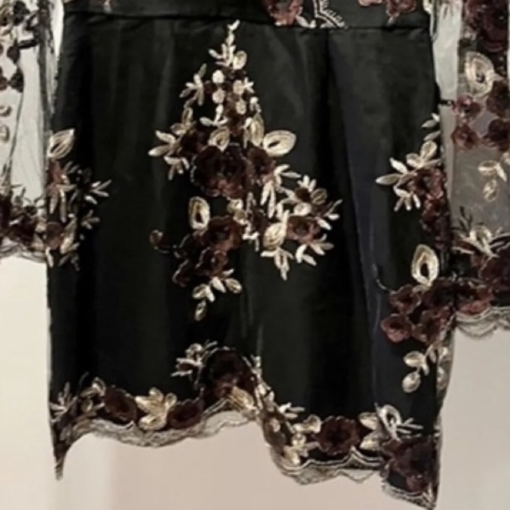 Cupcakes and Cashmere Jansen Floral Sequin Embroidered Mesh Mini Dress Size 6 - Picture 6 of 13